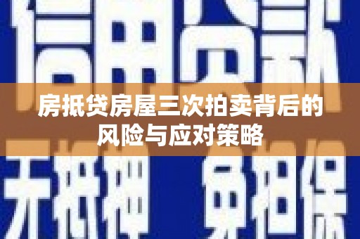 新民房抵贷房屋三次拍卖背后的风险与应对策略